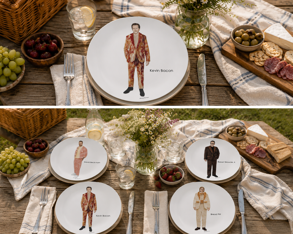 Kevin Bacon – Celebrity Food Pun Plate