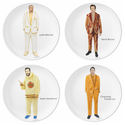 Celebrity Pun Plate Collection (Second Edition) Set of 4 - Free U.S. Shipping!