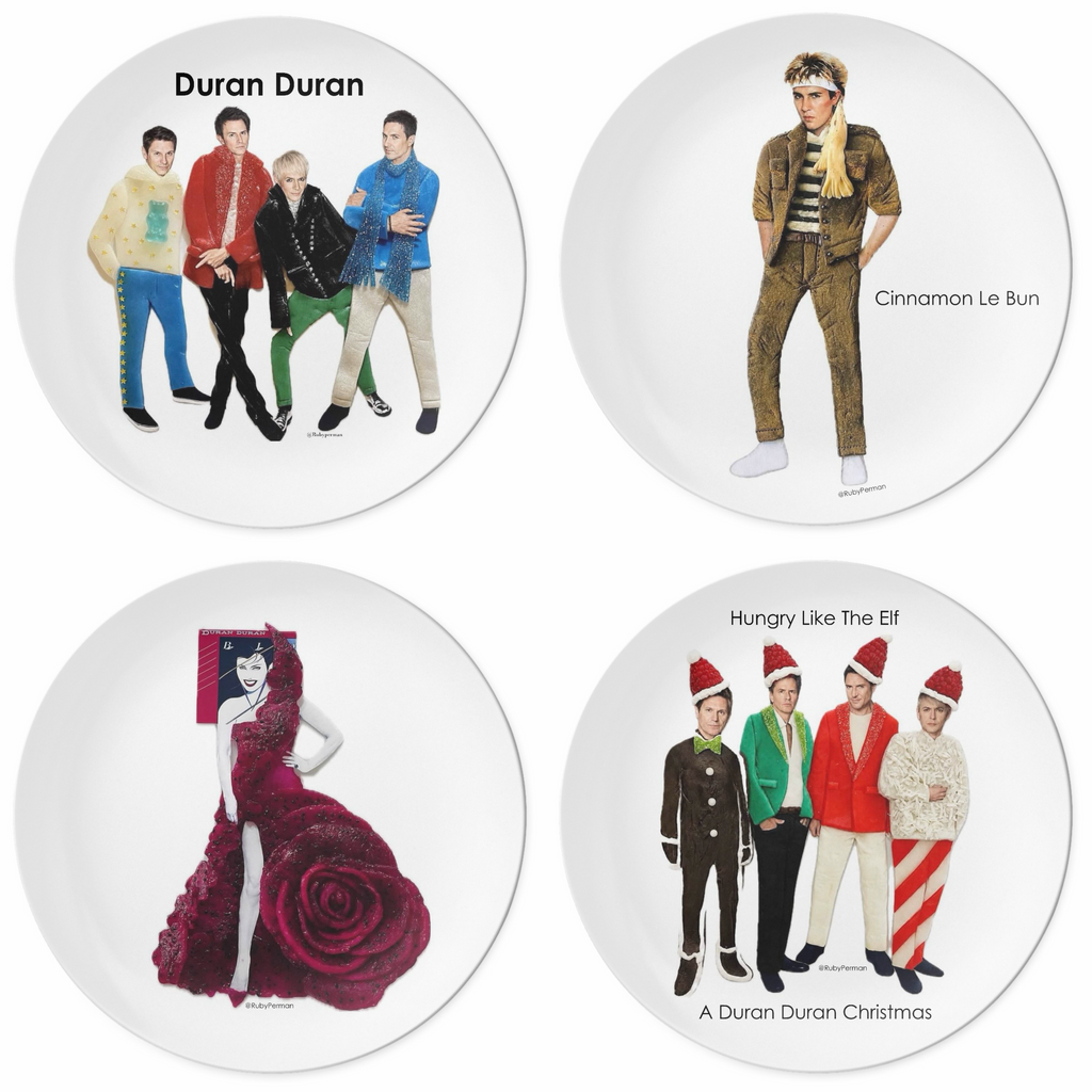 Duran Duran - Celebrity Food Art Plate Collection - Set of 4 - Free U.S. Shipping!