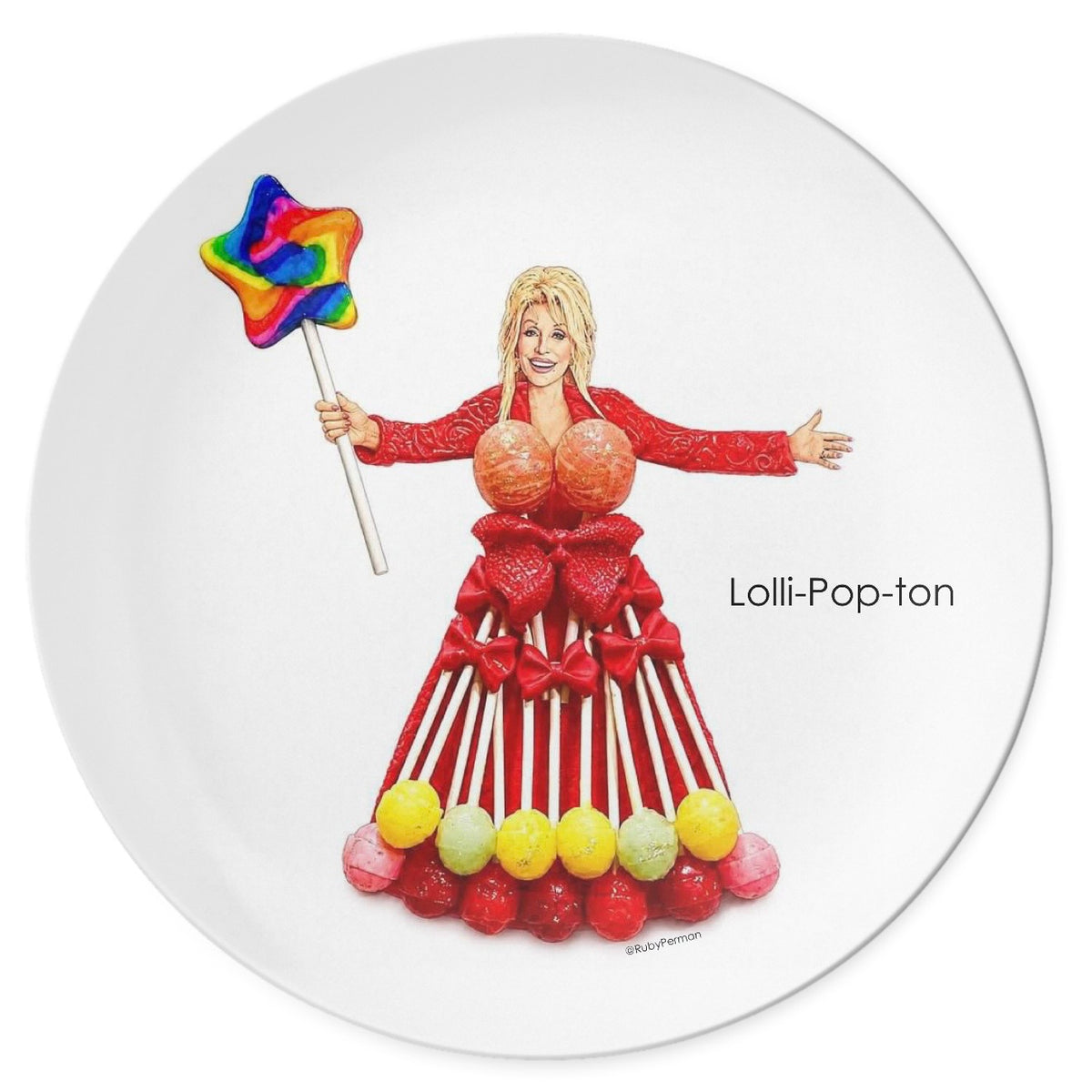 Dolly Lolli-Pop-Ton – Celebrity Pun Plate