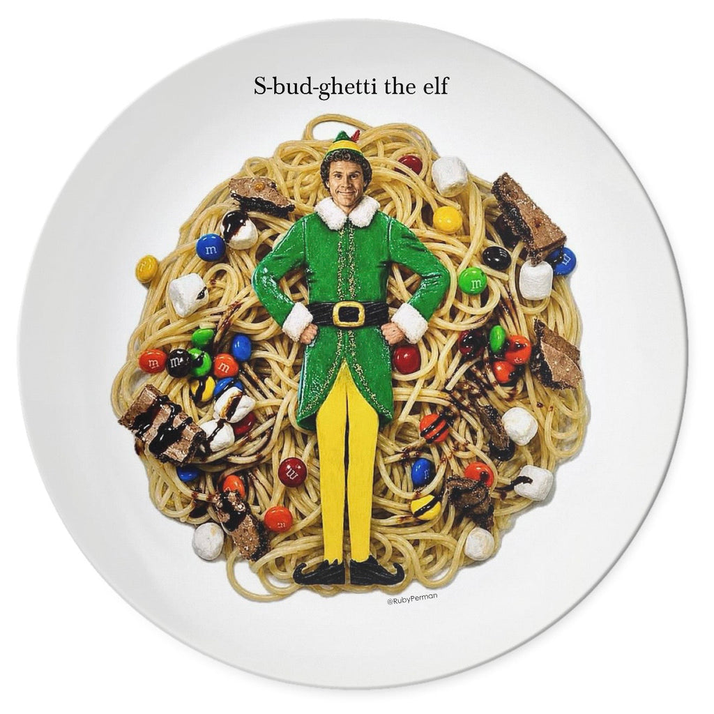S-bud-ghetti the Elf – Christmas Food Pun Plate