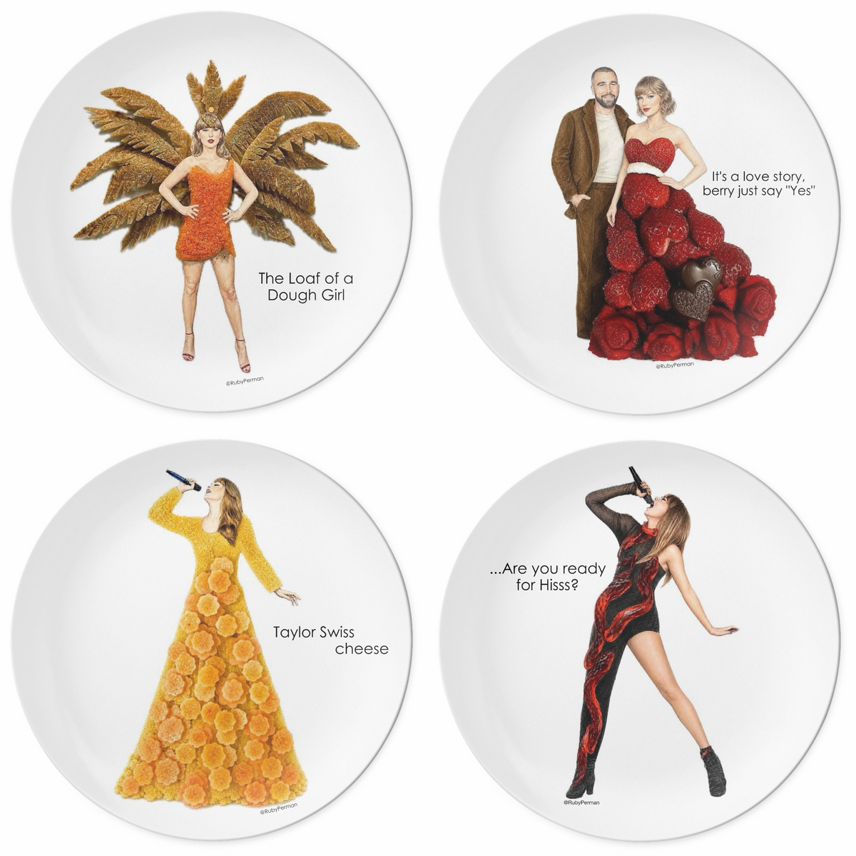 Taylor Era - Celebrity Pun Plate Collection - Set of 4 - Free U.S. Shipping!